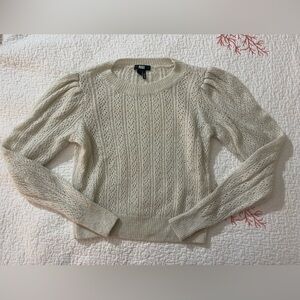 PAIGE Cream White Silver Sparkle Women's Wool Blend Sweater
